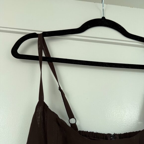 NWT Reformation Eridania Maxi Dress In Mole Brown Sz 4 Thigh High Side Slit - Picture 7 of 10